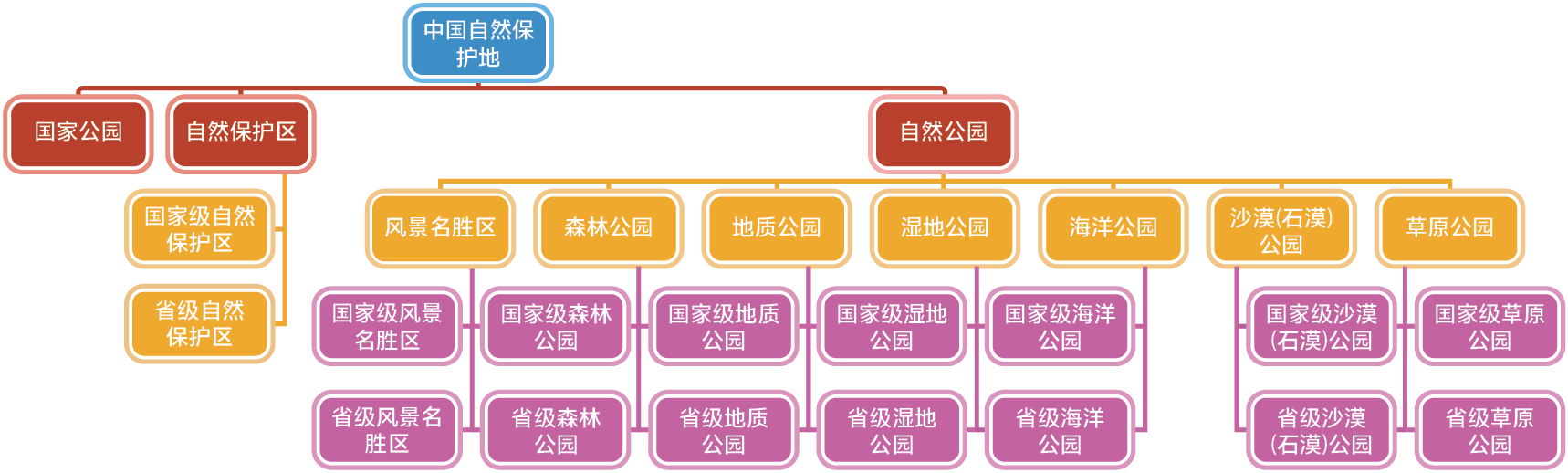 中国自然保护地分类体系结构示意图